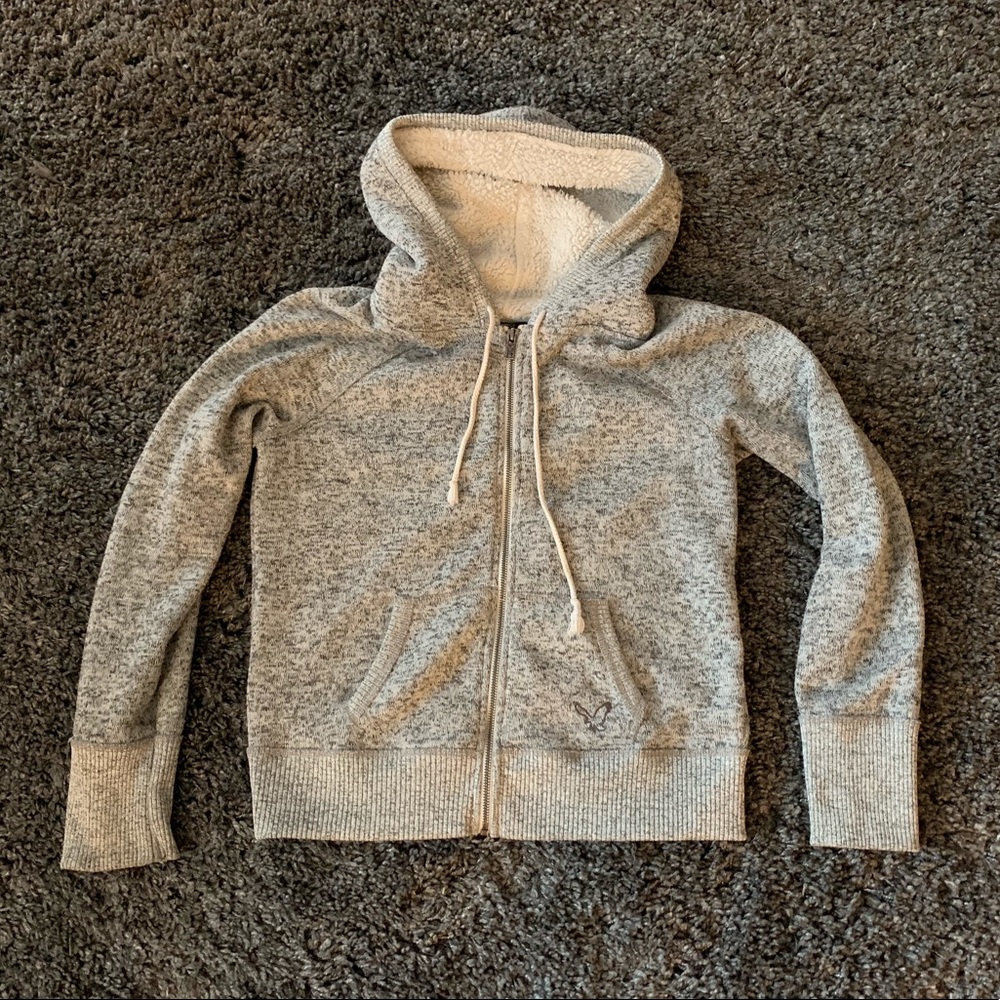 American Eagle Zip Up Sweatshirt - EUC Gray Large